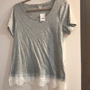 Jcrew lace trim tee